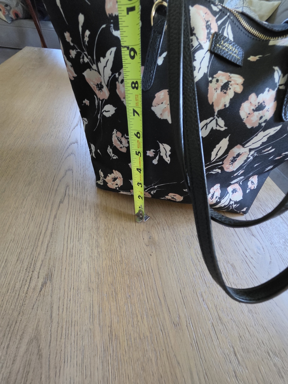 LAUREN Ralph Lauren Black Floral Canvas Shoulder Bag - Pink Floral - Picture 5 of 5